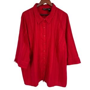 Maggie Barnes Plus Size 4X Red Super Sparkly Christmas Blouse Shirt Top Holiday